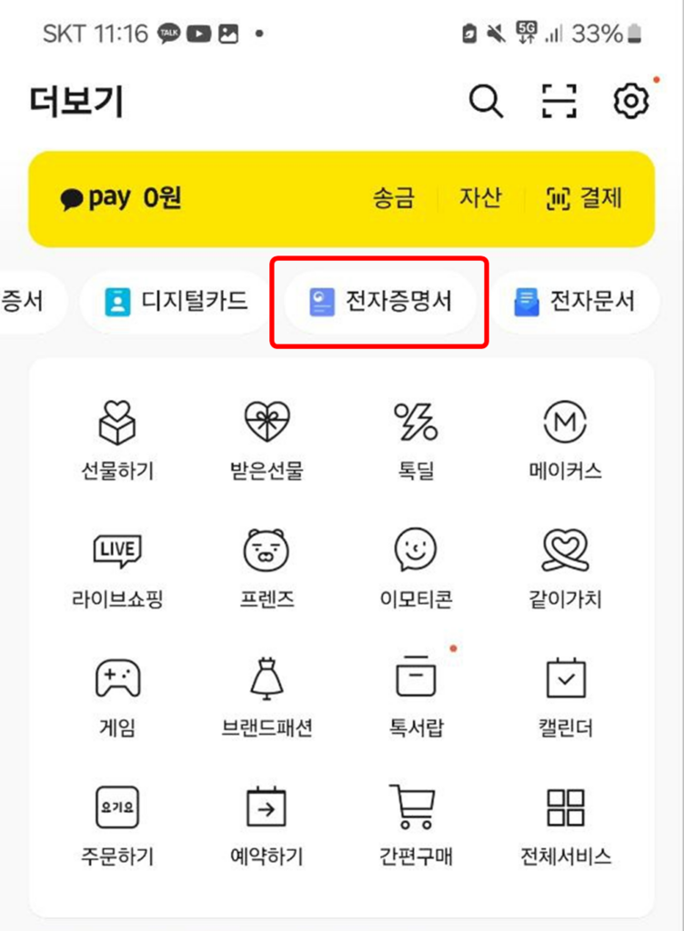 카카오톡 여권번호 조회방법 여권정보증명서 발급