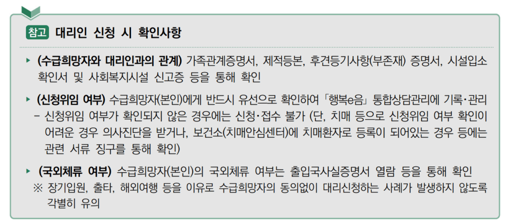 기초연금 지급액 신청 대리인 주의사항