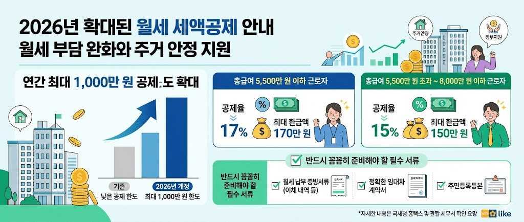 월세세액공제 조건 한도 확대 소득 기준변경