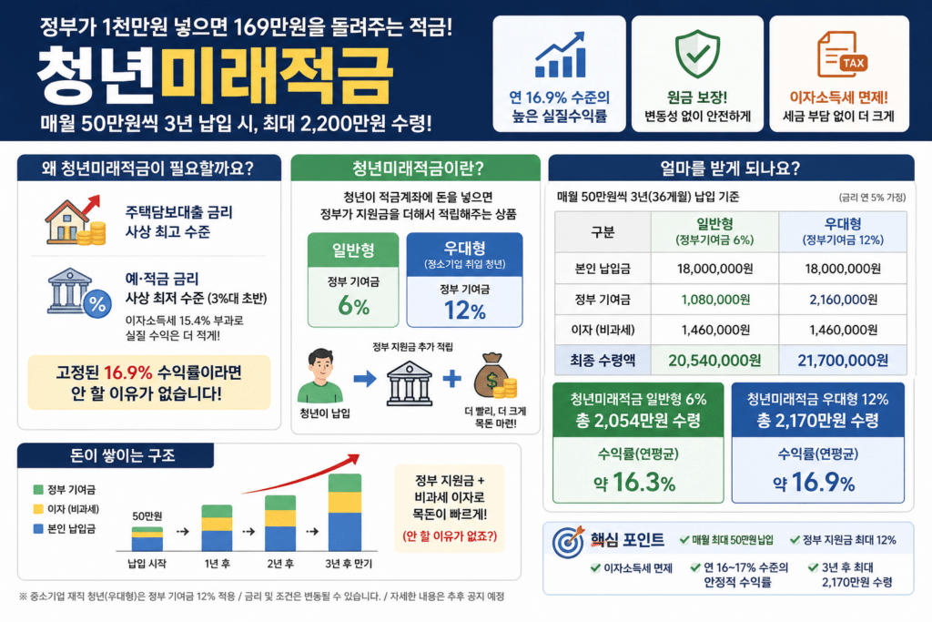 청년미래적금 계산기 우대형 12% 받는 기준